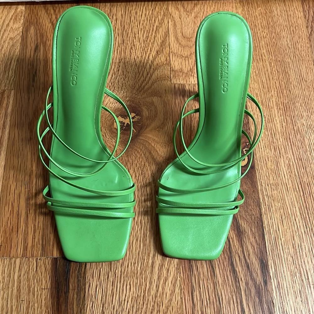 Apple green Tony Bianco strap heels